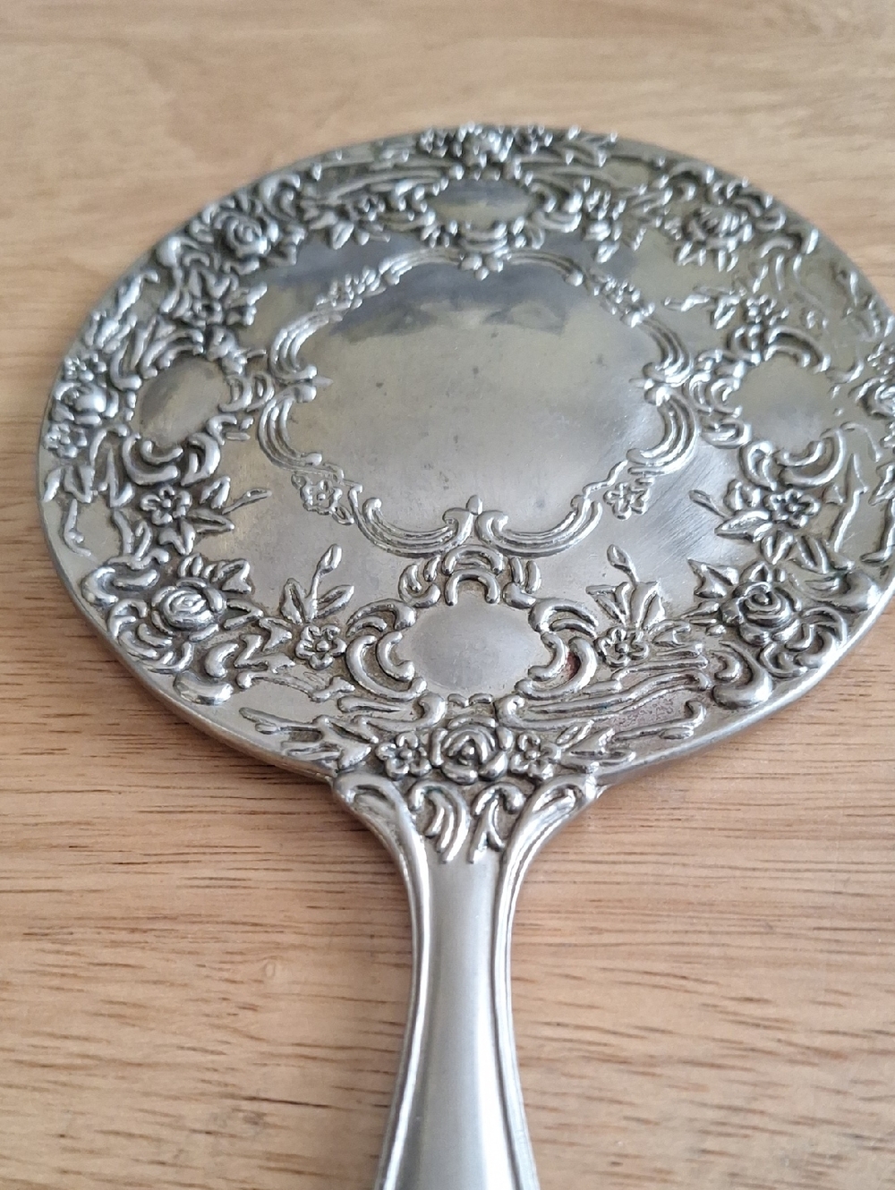 Ornate Vintage Silver-Tone Hand Mirror